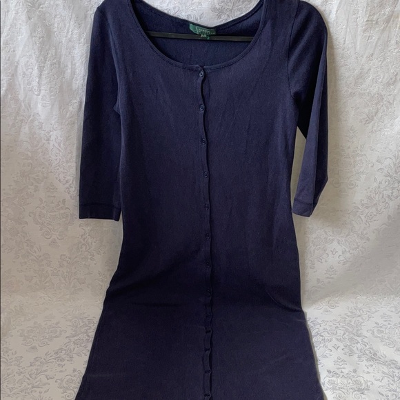 Ralph Lauren Dresses & Skirts - Ralph Lauren Navy Button-Front Knit Dress.  Size P/P.  3/4” sleeves